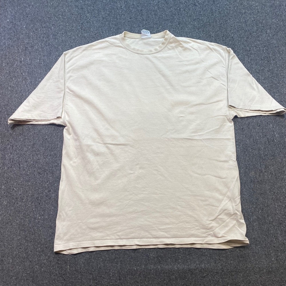 Pluma TShirt Sz XXL Mens Beige Skater Heavyweight Cotton Made in USA Blank 90s